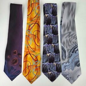 J Garcia Mens Silk Ties Collection Lot 4 Abstract Floral Geometric Patterns